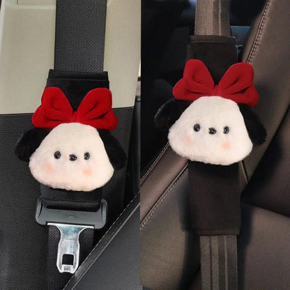 Cartoon Bow Dog Seatbelt Cover Shoulder Pad Car Safety Harness