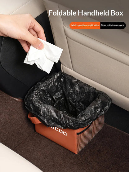 Leather Car Trash Bin Folding Storage Bag for Chery Jaecoo J5-J8