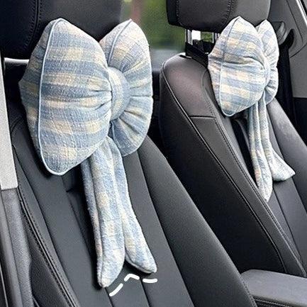 Pink Bowknot Car Headrest Neck Pillow - Cushion Support for Women