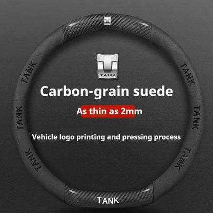 GWM Tank Suede Steering Wheel Cover - D Shape / Black (Style B)