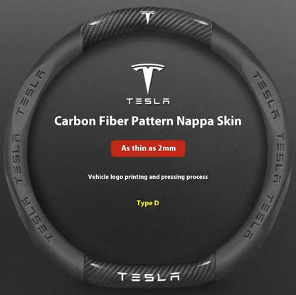 Tesla Carbon Fiber Leather Steering Wheel Cover