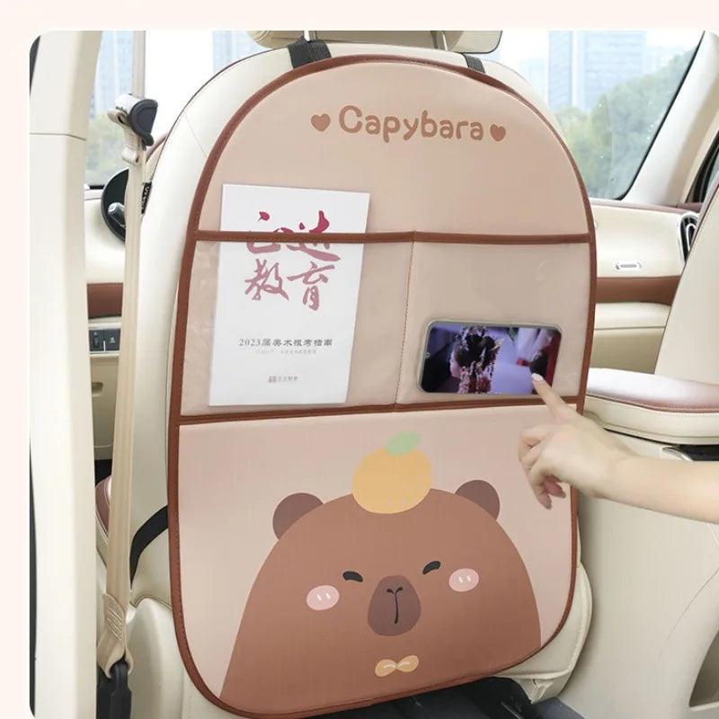 Capybara Car Seat Back Storage Protector Kids Anti-Kick Pad Leather