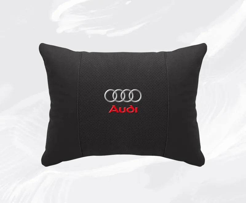 Suede Car Neck Pillow & Lumbar Support for Audi A3 A4 A5 A6 A7 A8 Q2 Q3 Q5 Q7 Q8 TT SQ5 Spine Protection - headrest 1pc brown