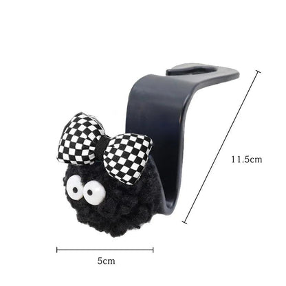Black Coal Ball Car Seat Hooks - 2PC Headrest Storage Organizer