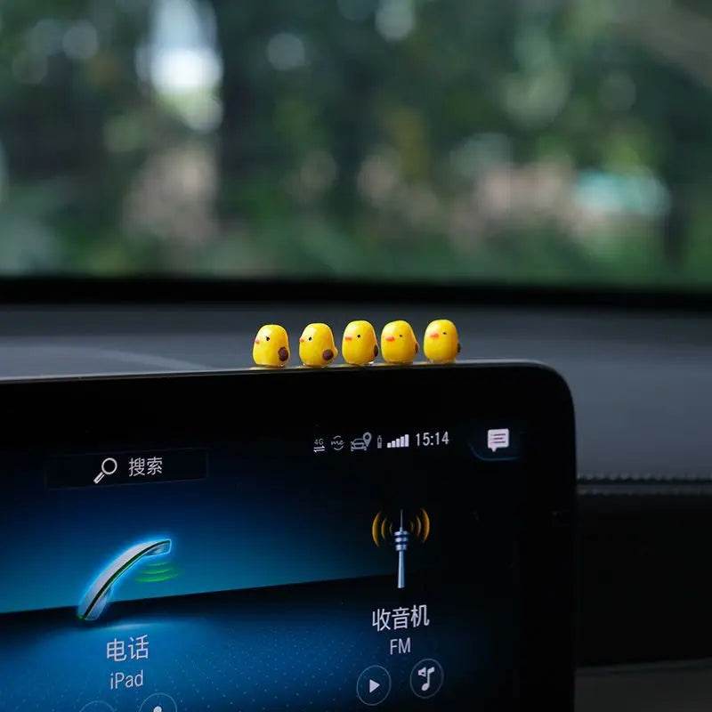 5pcs Mini Duck Car Ornaments – Dashboard & Rearview Mirror - A