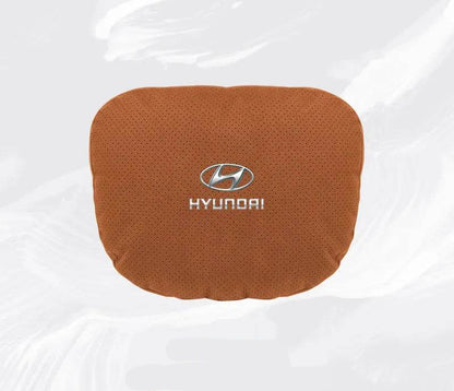 Hyundai Breathable Suede Neck Pillow for Accent, Elantra, Tucson, Sonata, Kona & More - headrest 1pc white