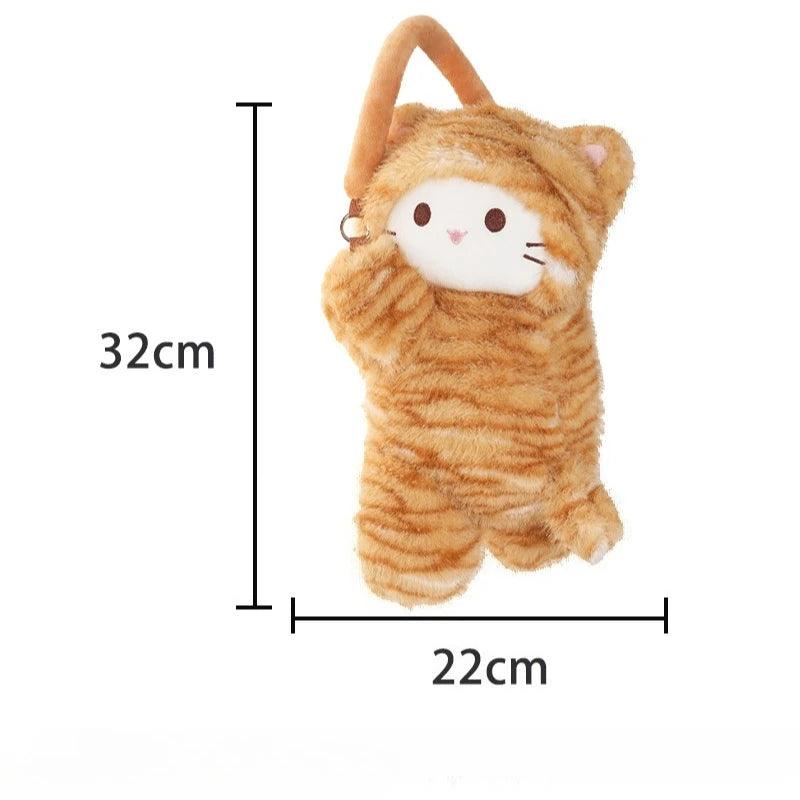 Leopard Print Cat Plush Universal Car Tissue Holder Hanging Doll