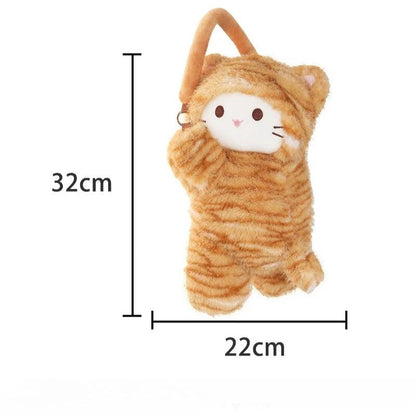 Leopard Print Cat Plush Universal Car Tissue Holder Hanging Doll