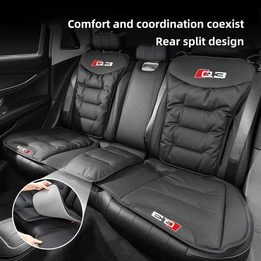 Leather Car Seat Cover Universal Four Seasons Car Front/Rear Seat Cushion for Audi Q3 Q7 Q8 TT Chair Protector Pad Accessories