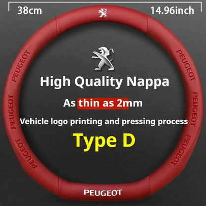 Peugeot Leather Steering Wheel Cover - D Type Red B