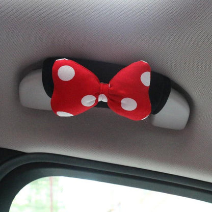 Ice Silk Car Seat Belt Cover Red Dot Bow Design Shoulder Pad Cushion