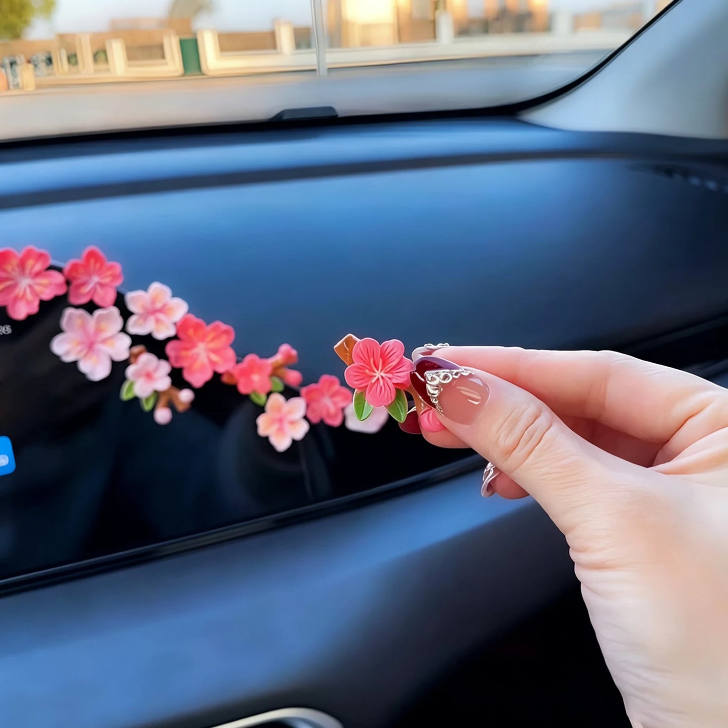 3D Float Cherry Blossom Resin Car Stickers DIY Floral Decals