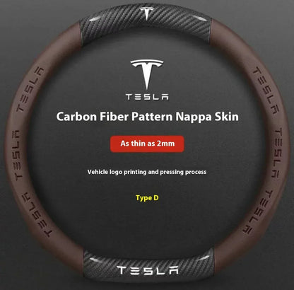 Tesla Carbon Fiber Leather Steering Wheel Cover