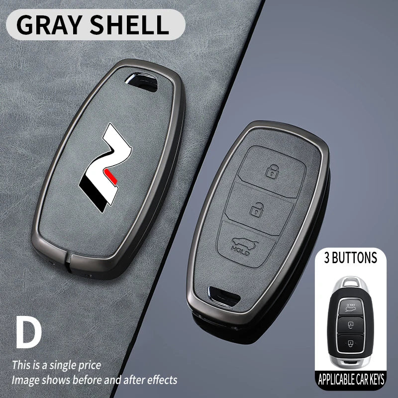 Metal Leather Car Key Case for Hyundai I30 Ix35 Kona Encino Solaris