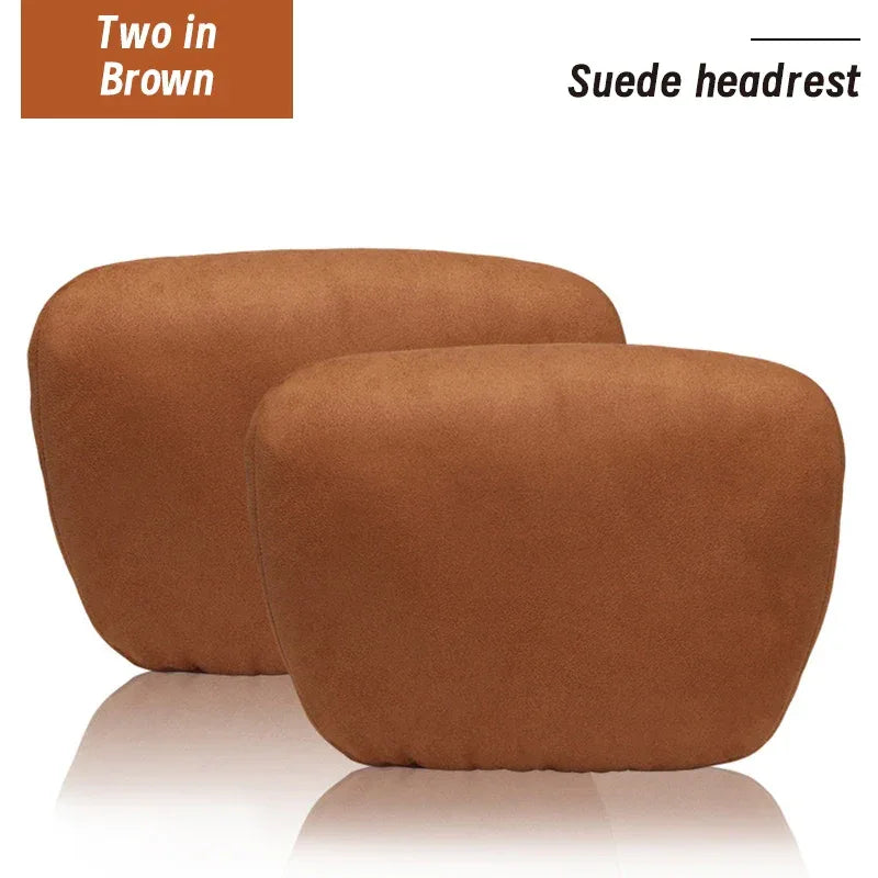 Maybach S-Class Breathable Soft Neck Headrest & Lumbar Support Pillow - Headrest Brown 2x