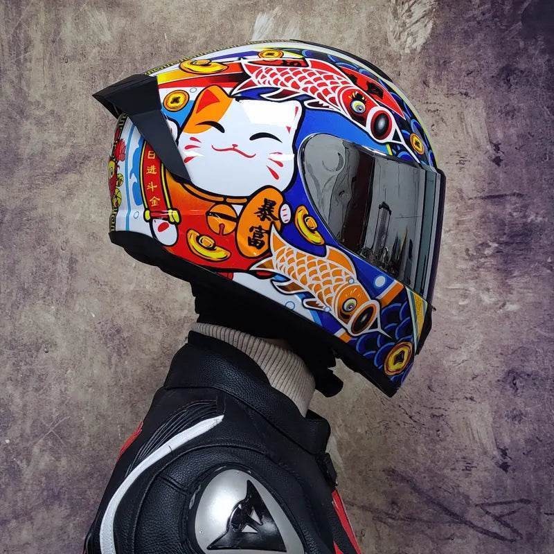 Full Face Motorcycle Racing Helmet – Winter Warm Double Visor Sports Helmet for Motorbike Riders - 1 / S