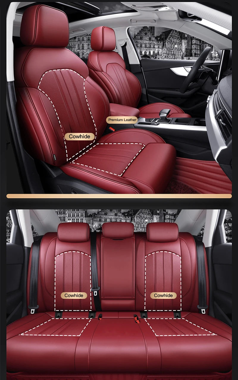 Custom-Fit Leather Car Seat Covers for Audi A3, A4, A6, Q3, Q5, Q7, A7 & TT – Full 5-Seat Set