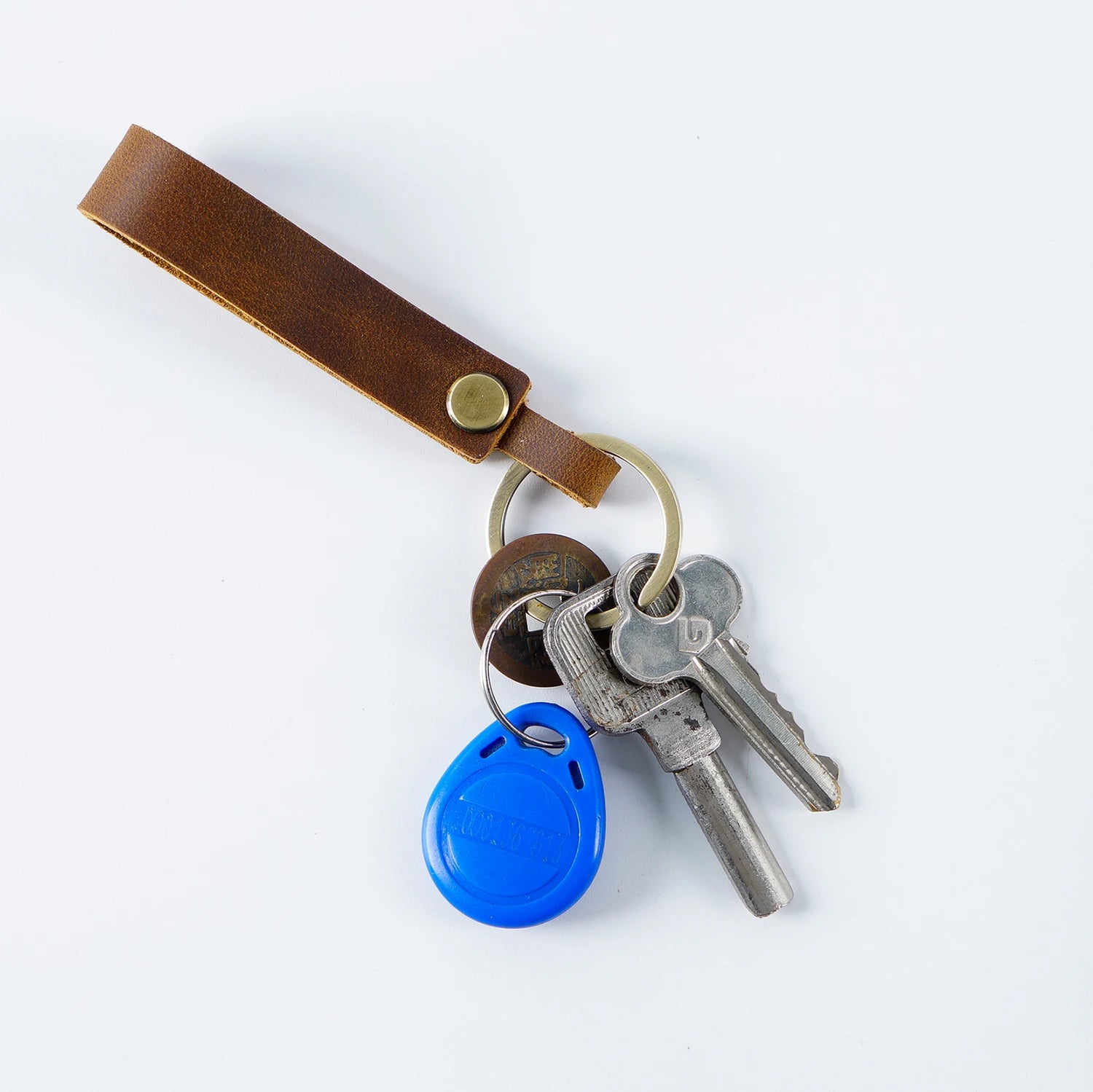 Top Grain Leather Keyring — Minimalist, 7 Colours