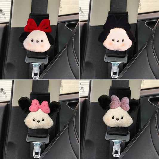 Cartoon Bow Dog Seatbelt Cover Shoulder Strap Cushion Pad Kids Women