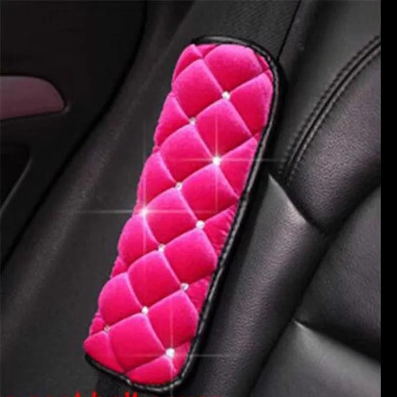 Rhinestone Plush Car Seat Belt Cover Shoulder Pad Diamond Protector