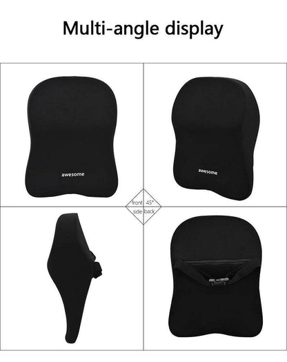 Ergonomic Car Lumbar & Neck Support Pillow Set – Memory Foam Cushion for Back & Headrest - Black Set