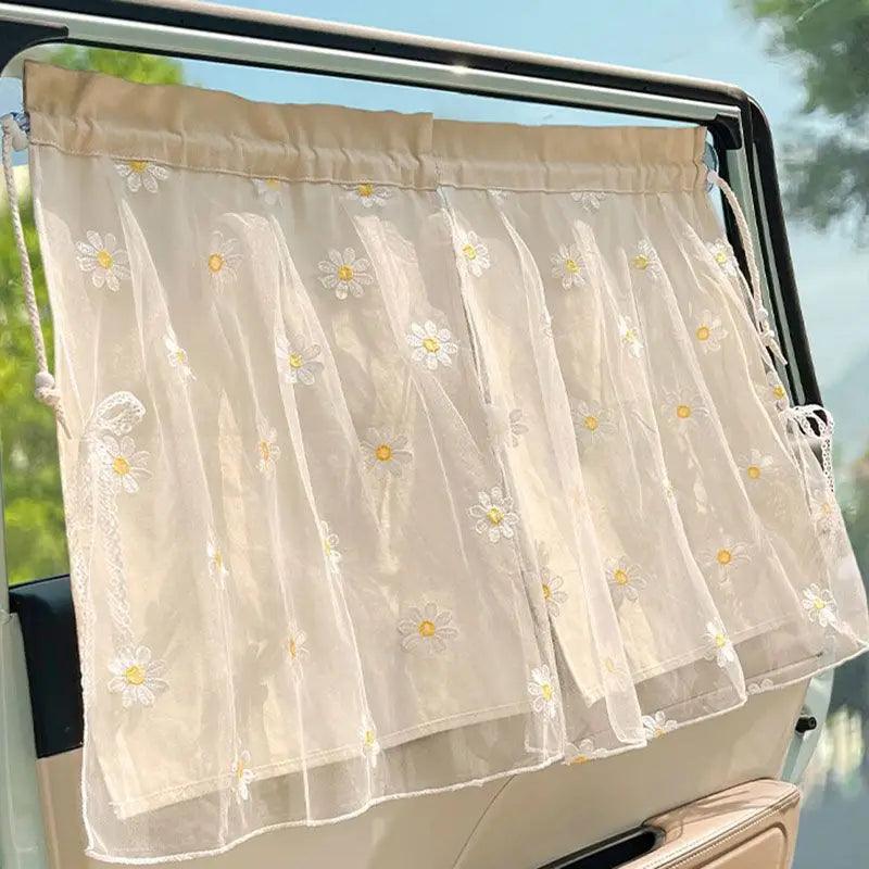 Cotton Embroidered Car Window Curtain UV Protection Sunshade Kids