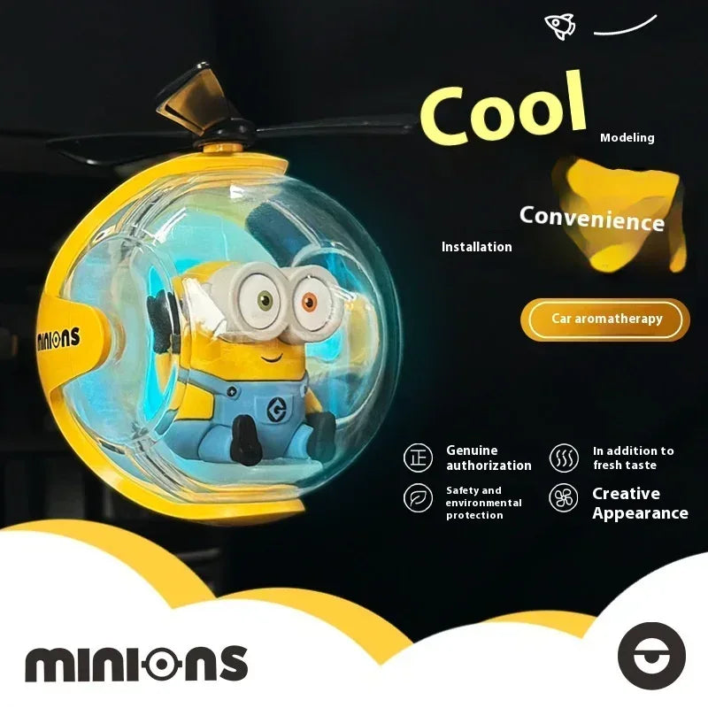 Minions Cartoon Car Air Freshener Rotating Propeller Outlet Fragrance Magnetic Design Auto Accessories Interior Perfume gift - A