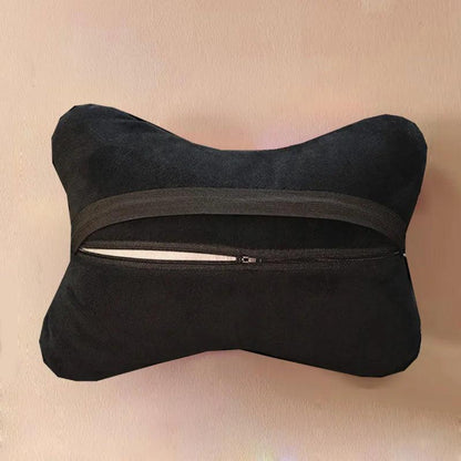 Soft Plush Car Neck Pillow - Cute Heart Print Bone-Shaped Headrest
