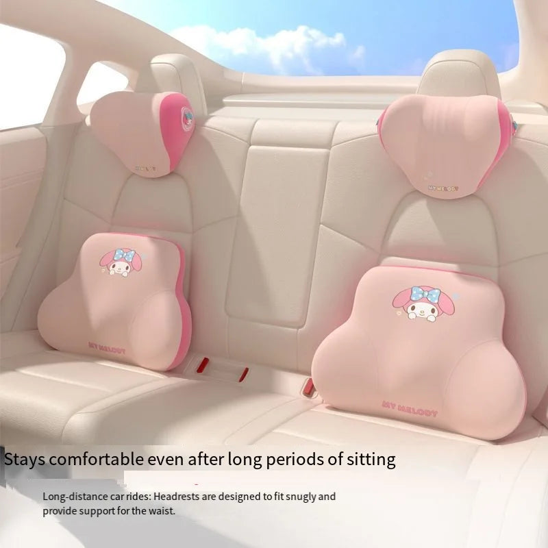 Sanrio Hello Kitty Kuromi & My Melody Car Headrest & Lumbar Pillow
