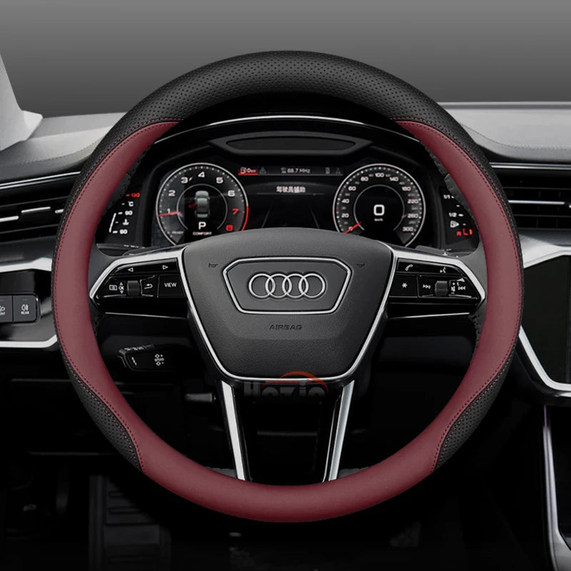 Leather Car Steering Wheel Cover for New Audi A3 8y Q7 q5 A5 B10 A1 rs3 s3 Sq5 Q8 Q4 Q3 A6 Etron 2025 Interior Accessories