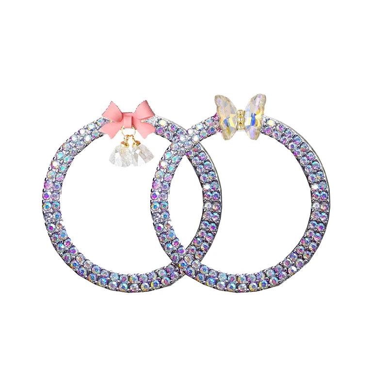 2pcs Rhinestone Car Start Button Covers Diamond Butterfly Stickers