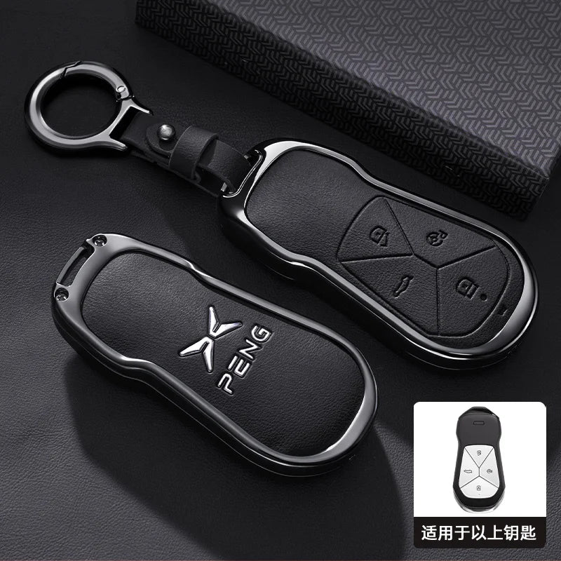 XPeng Zinc Alloy Leather Key Case - black ring / China Mainland
