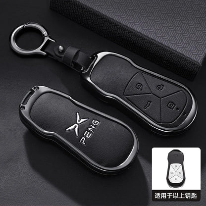 XPeng Zinc Alloy Leather Key Case - black ring / China Mainland