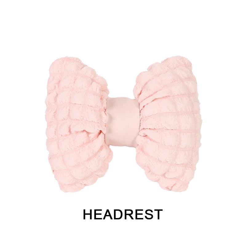 Pink Soft Car Neck Pillow & Lumbar Support Set