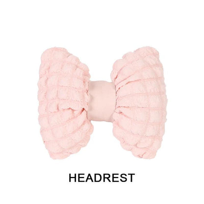 Pink Soft Car Neck Pillow & Lumbar Support Set