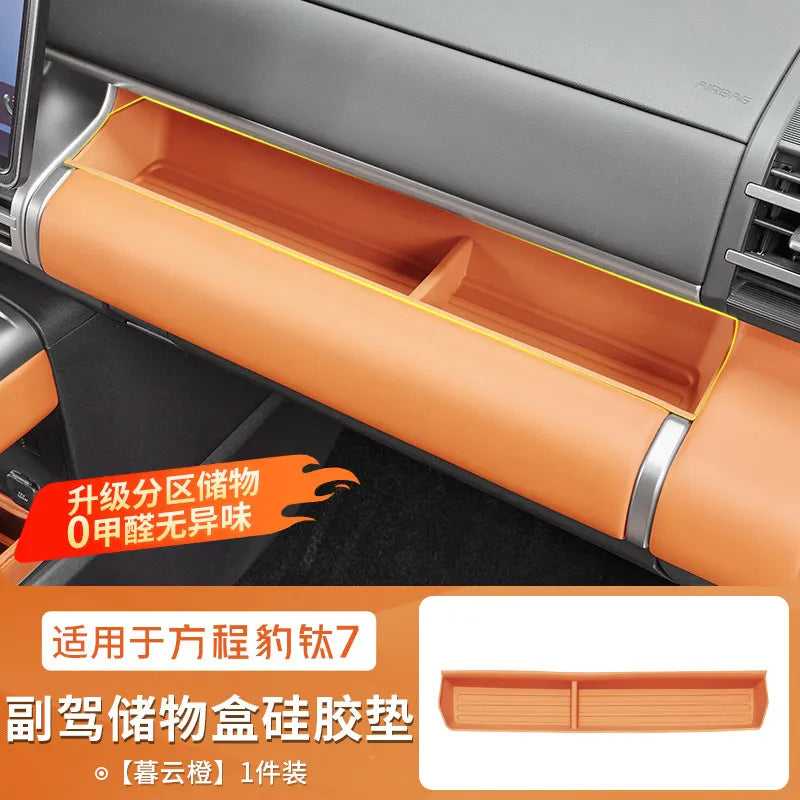 BYD Ti7 Front Passenger Silicone Storage Box with Cup Holder - Type A - Orange
