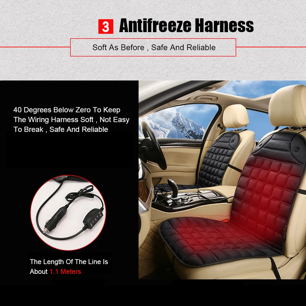 12V Electric Heated Car Seat Cushion – Winter Warm Universal Car & Home Pad - 1 pc