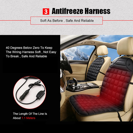 12V Electric Heated Car Seat Cushion – Winter Warm Universal Car & Home Pad - 1 pc