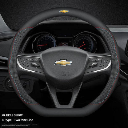 Chevrolet Leather Steering Wheel Cover – Fits Cruze, Camaro, Malibu, Silverado & More - DX-B