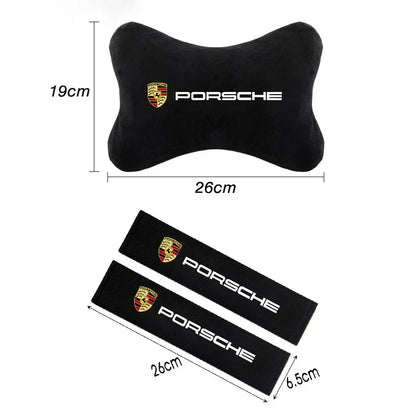 Car Seat Belt Protection Shoulder Pads Headrest Neck Pillow For Porsche Cayenne Panamera Macan 911 718 Taycan Boxster Cayman 918