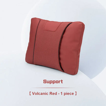 Custom Logo Leather Car Seat Neck Pillow & Lumbar Support Cushion