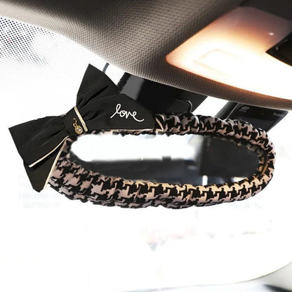 Classic Plaid Bowknot Car Gear Shifter Handbrake Seat Belt Cover Set