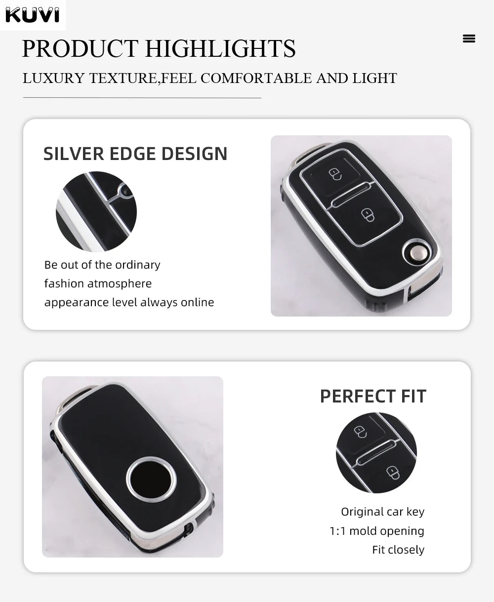VW Polo, Golf MK4–MK6 & Passat TPU Key Case — 2 or 3 Button