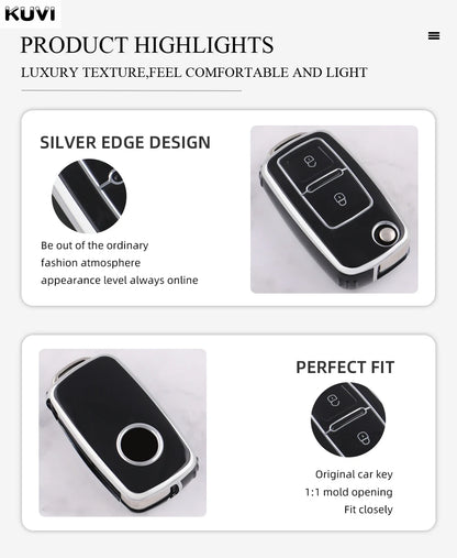 VW Polo, Golf MK4–MK6 & Passat TPU Key Case — 2 or 3 Button