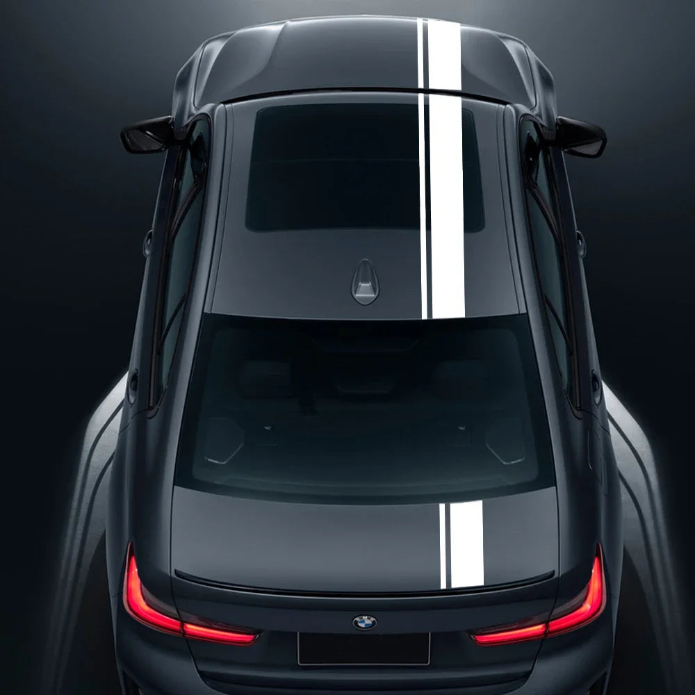 BMW Racing Stripe Decals – Hood, Roof & Trunk Vinyl Kit for 3 Series M3 E90 F30 G20 - Matt Black