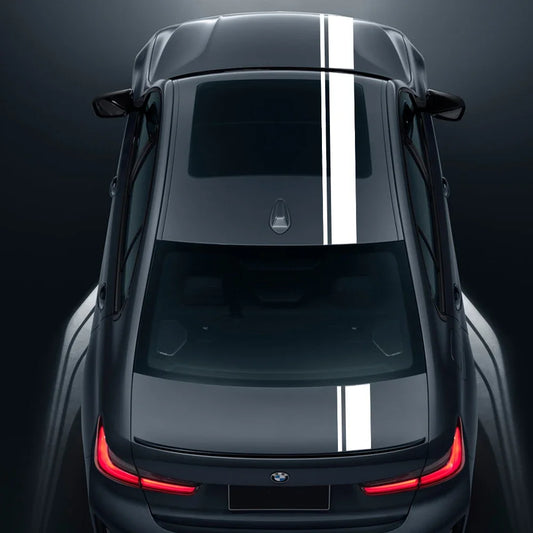 BMW Racing Stripe Decals – Hood, Roof & Trunk Vinyl Kit for 3 Series M3 E90 F30 G20 - Matt Black