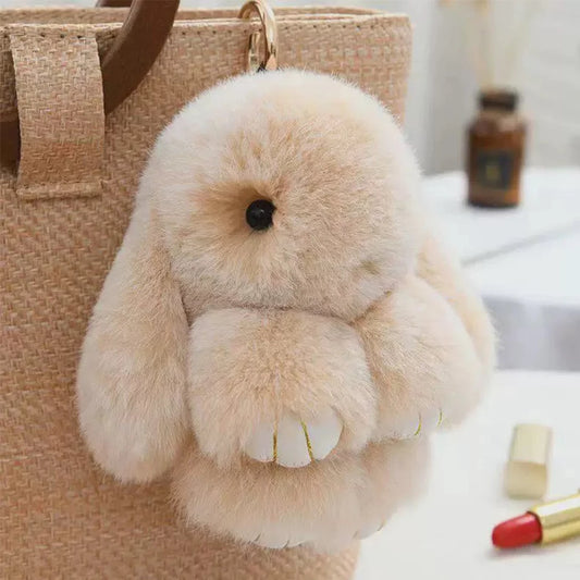 15cm Rabbit Fur Keychain Pendant - Luxury Bag Charm Accessory