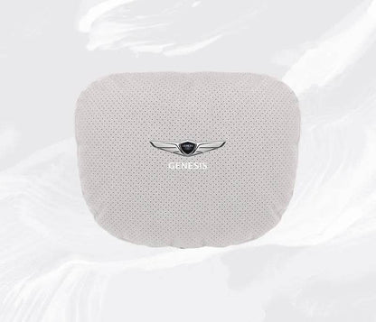 Suede Car Neck Pillow & Lumbar Support for Genesis G80, GV70, GV80, G90 & More - headrest 1pc white