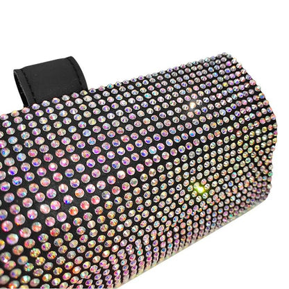 Rhinestone Car Sun Visor Glasses Holder - Crystal Organizer Box
