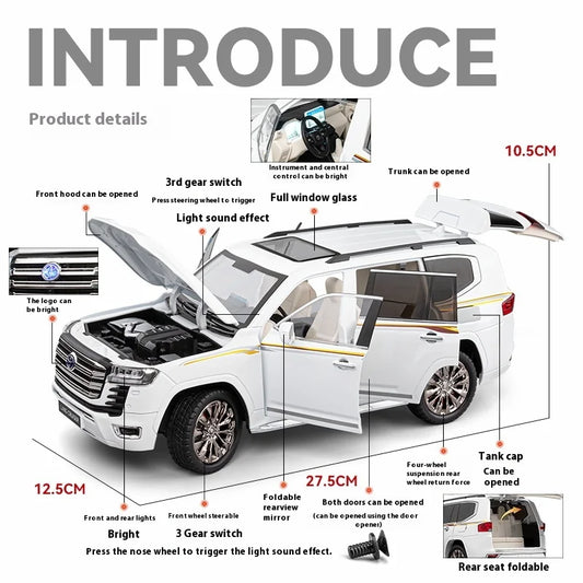 Toyota Land Cruiser LC300 – Alloy Diecast SUV Model Car - white
